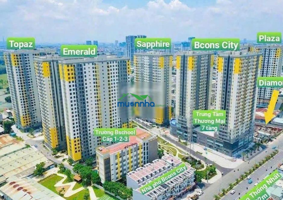Bán căn hộ bcons city. dt: 53m2 giá 2,29 tỷ, còn cam kết thuê 10tr/tháng từ cđt, nh cho vay 80%