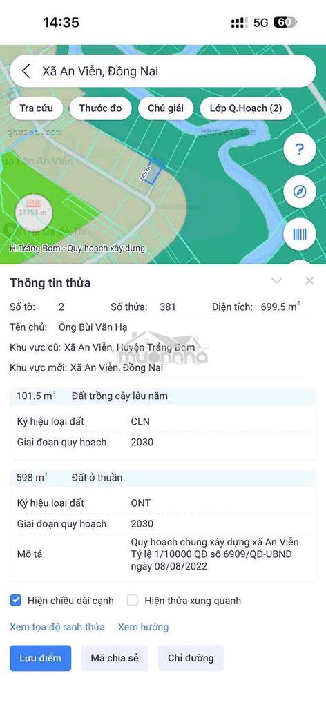 Bán đất sổ riêng an viễn trảng bom