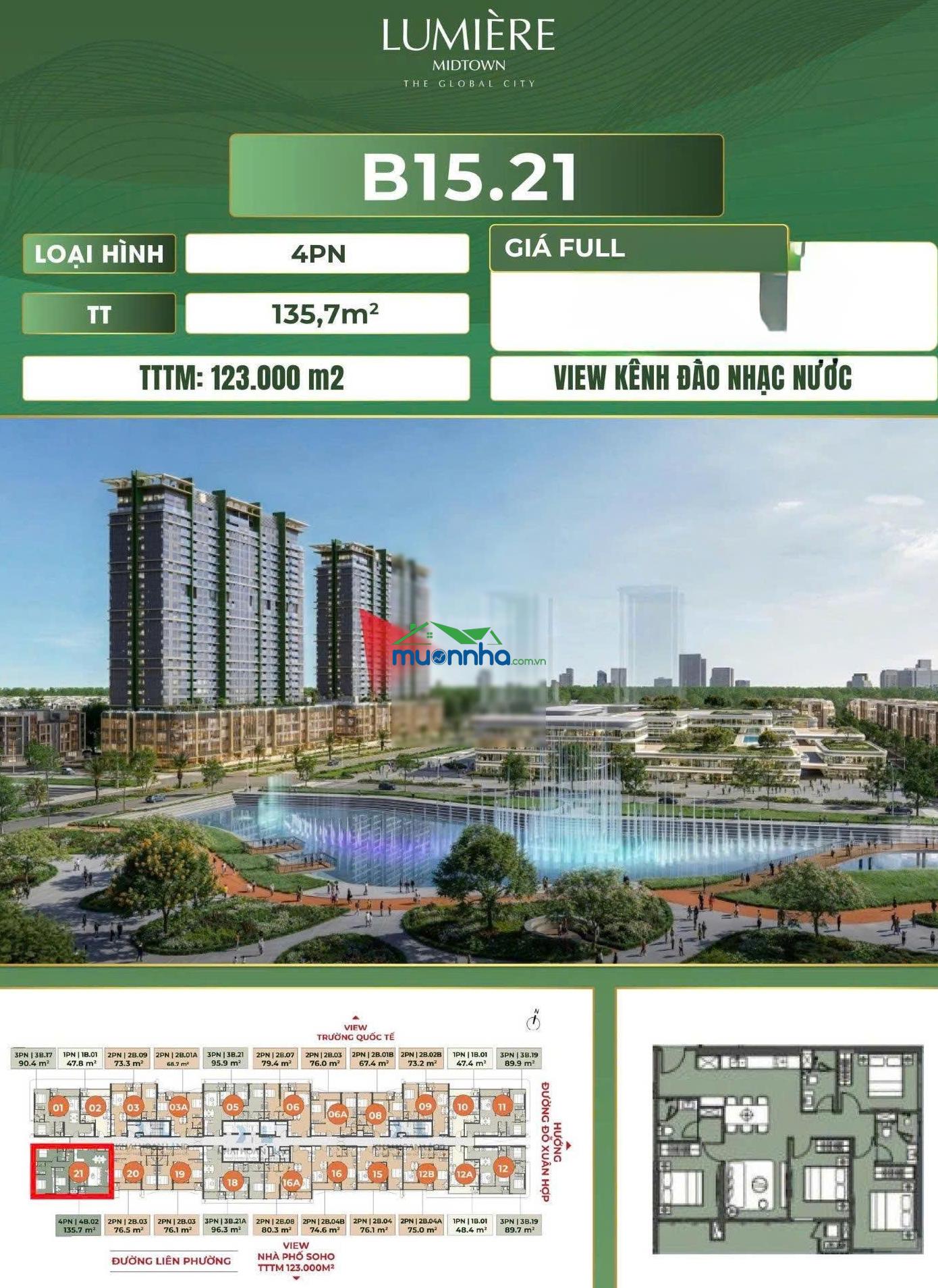 Chính chủ cần bán căn hoa hậu 4pn 139m2 đẹp nhất lumier midtown view tttm nhạc nước giá đẹp như mơ - 2