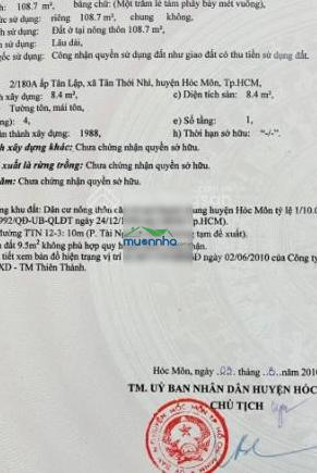 Bán gấp nhà về quê, đường dương công khi, nhà 5x21=107m2, 3 phòng ngủ, sổ riêng, 1.5 tỷ