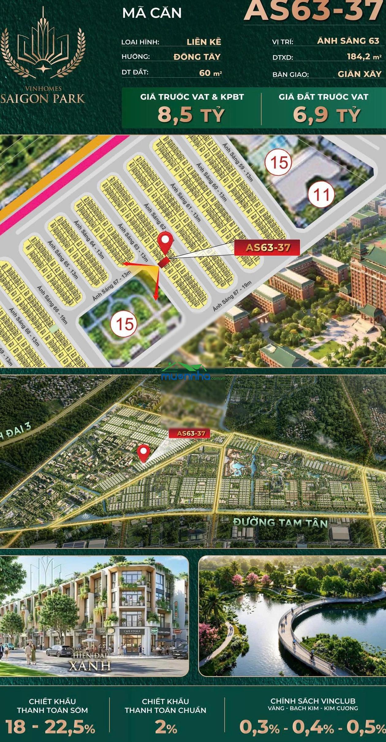 Hàng hiếm giữa tâm điểm vinhomes saigon park as63-37 chỉ 6,9 tỷ