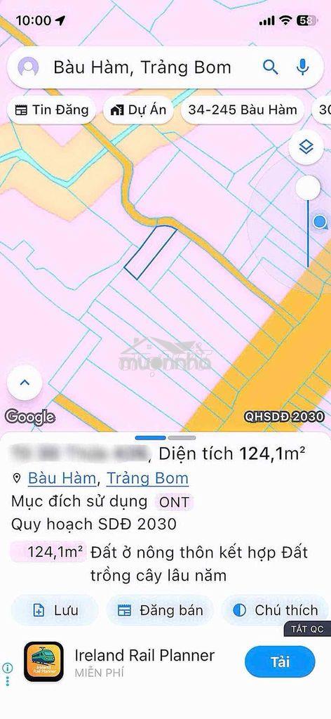 Cc bán 2 lô liền kề 139m2 - 124m2 - thổ cư 100% , bàu hàm - đồng nai
