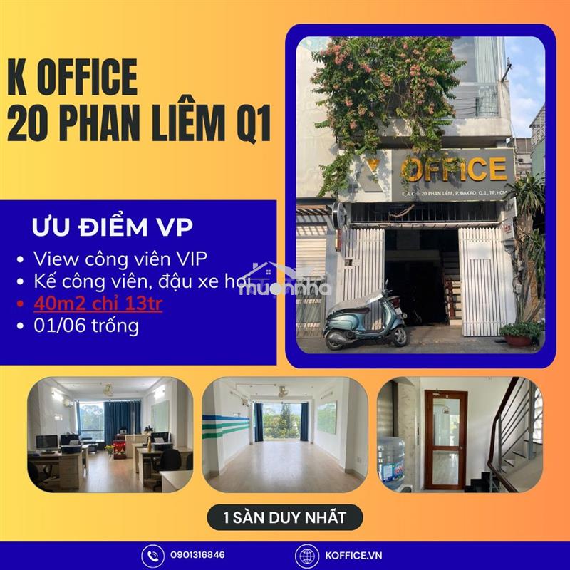 Chính chủ vp - 40m chỉ 12tr - view vip công viên lê văn tám q1