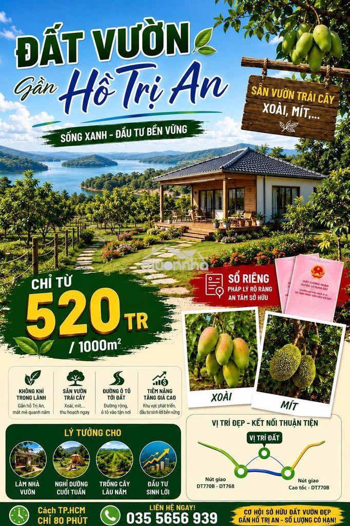 🍃 Chỉ 520tr có ngày 1000m2 vườn tận hưởng không gian yên bình gần sông - 2