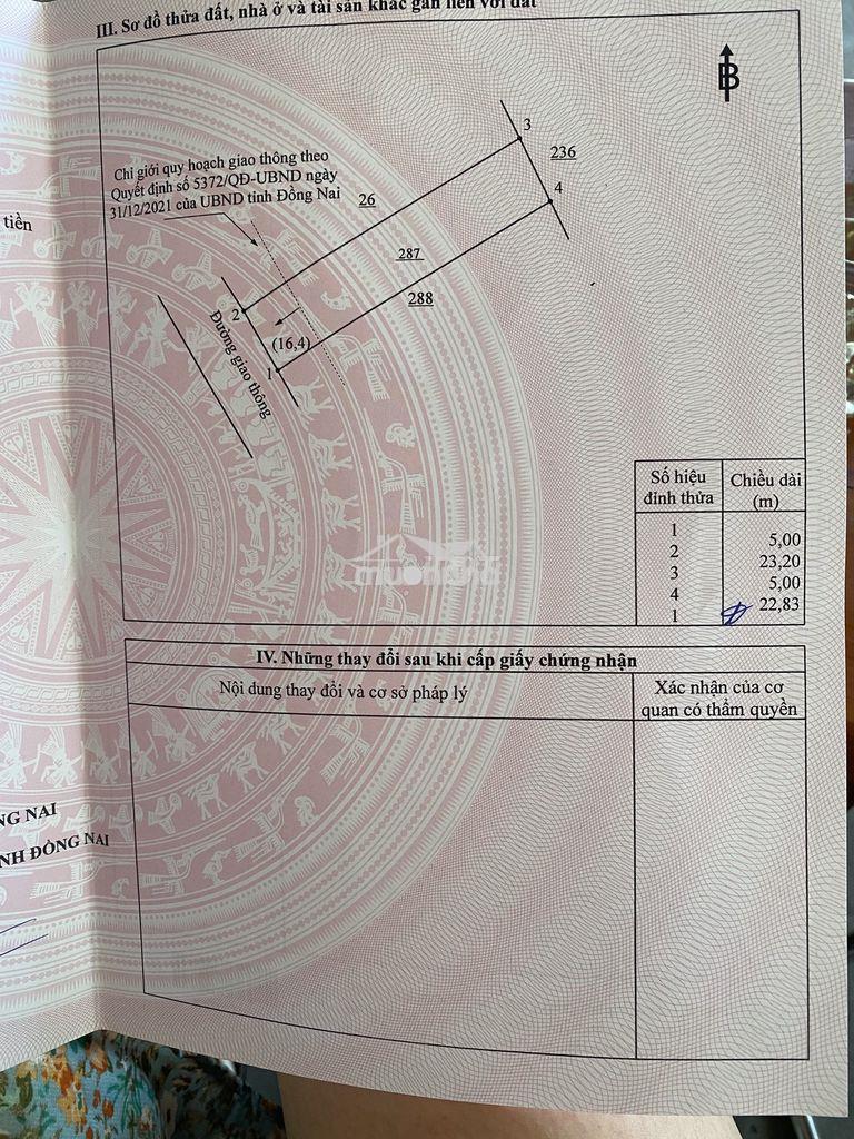 Chính chủ cần bán đất thổ cư 114m2 -thanh sơn tân phú -đồng nai