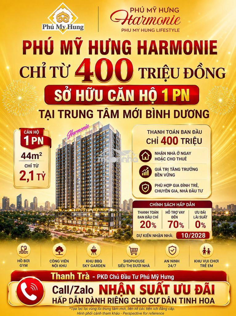 Cơ hội vàng cho nhà đầu tư: the harmonie pmh bình dương giá từ 2,1 tỉ