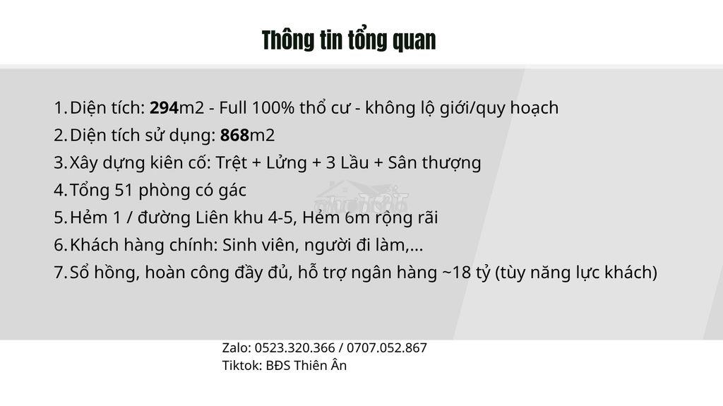 Bán chdv dòng tiền 190tr/tháng, 294m2 đất full thổ cư, 26 tỷ 5 còn tl - 2