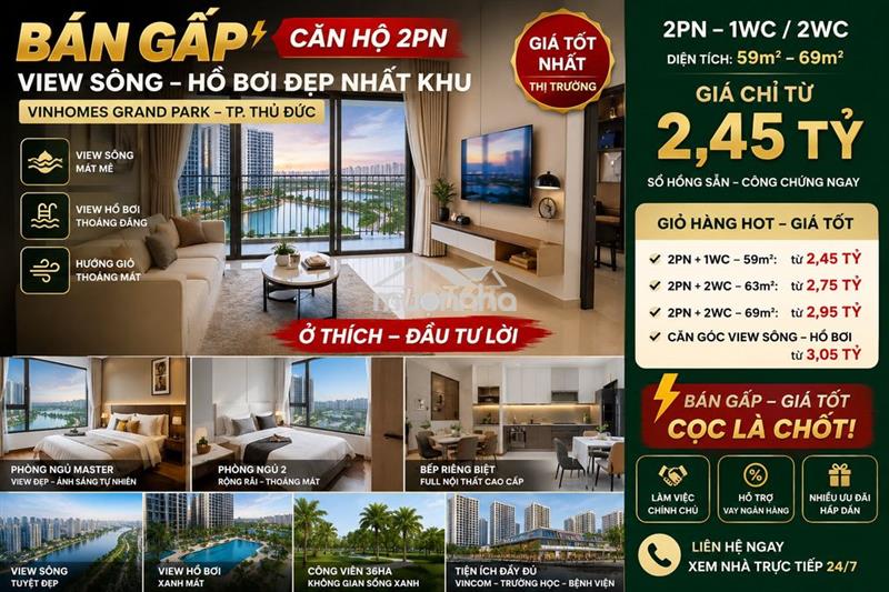 🔥 Giỏ hàng bán gấp 2pn giá *** thị trường 🔥 📍 vinhomes grand park