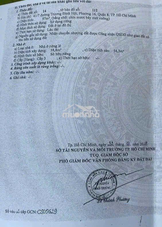 Chính chủ đang cần bán căn nhà quận 8, ngang đến 9m