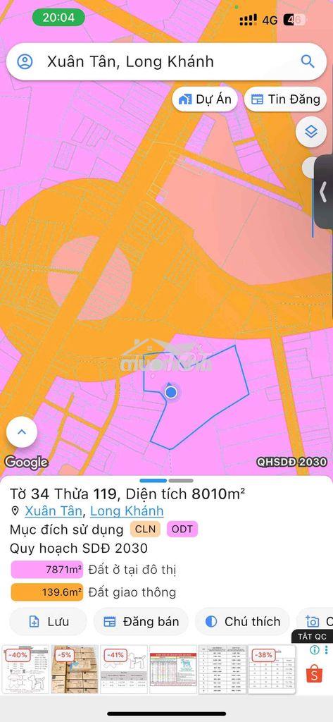 8.010m² đất ô tô né nhau, 98% đất ở đô thị odt trung tâm long khánh