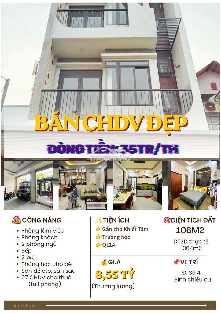 Bán chdv 4 tầng | 35tr/tháng | ngay chợ khiết tâm | bình chiểu cũ
