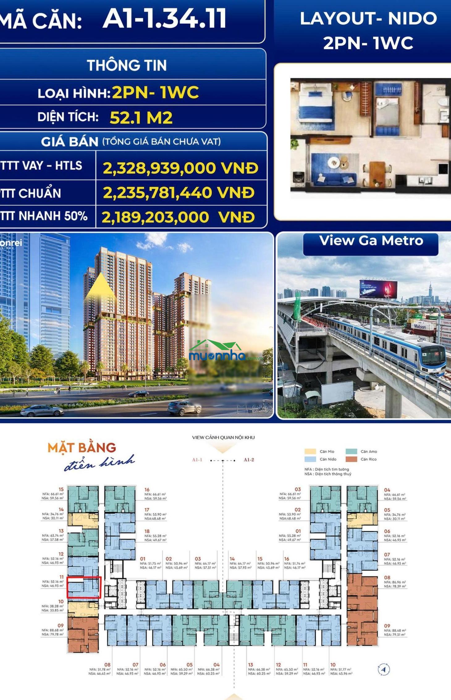 Căn 2 ngủ monrei saigon, trực tiếp chủ đầu tư. lh hotline pkd cđt 0914 570 ***
