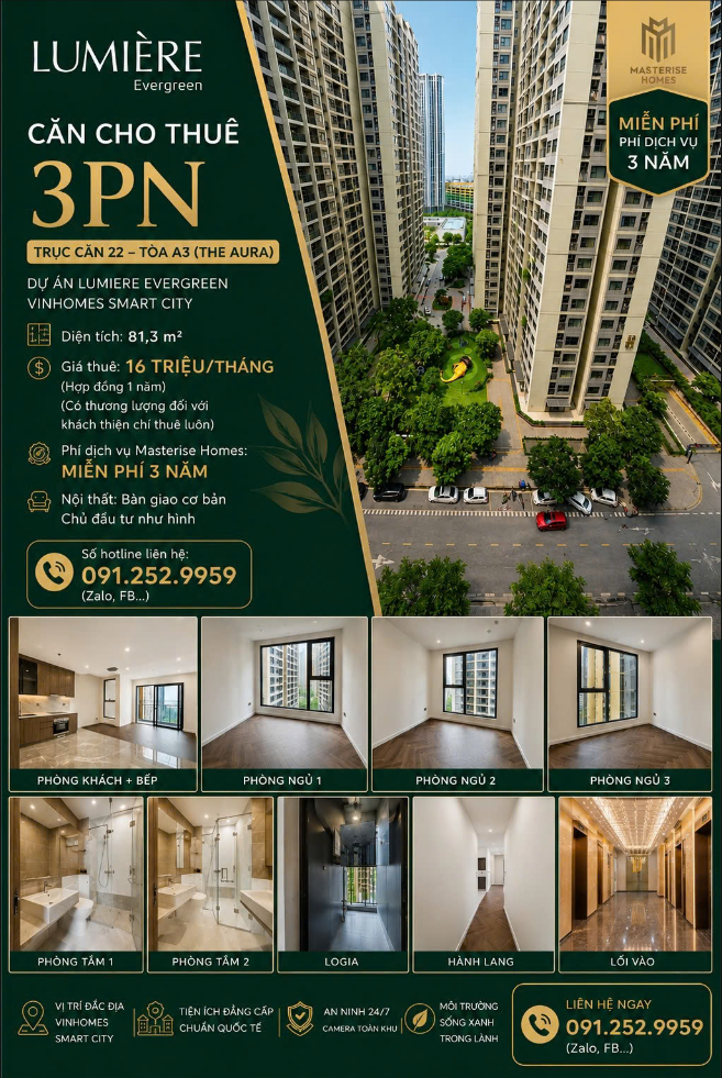 🌿 3pn mới bàn giao tại lumière evergreen
