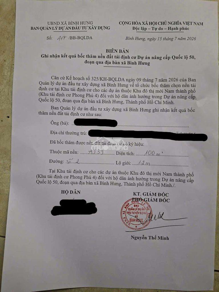 Đất nền phong phú bình chánh 