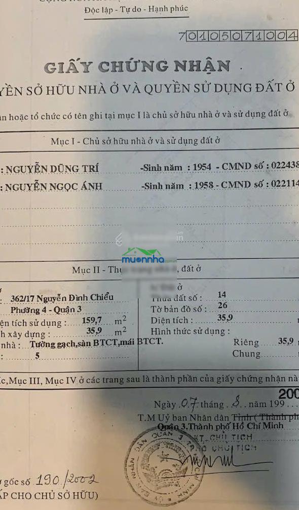 Bán gấp nhà 1 trệt 3 lầu + sân thượng số 362/17 đường nguyễn đình chiểu - p4 - q3 - Ảnh 2