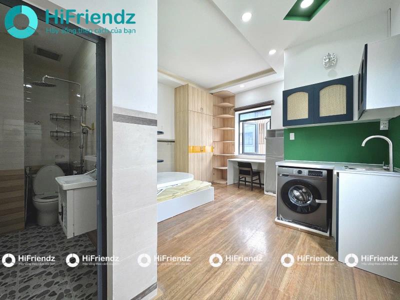 Studio ban công, thang máy, máy giặt riêng đi bộ tới đại học hồng bàng, uef, hutech, bờ kè hoàng sa quận 1