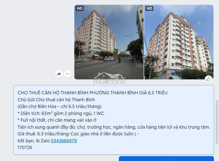 Cho thuê căn hộ thanh bình phường thanh bình giá 6,5 triệu - 3