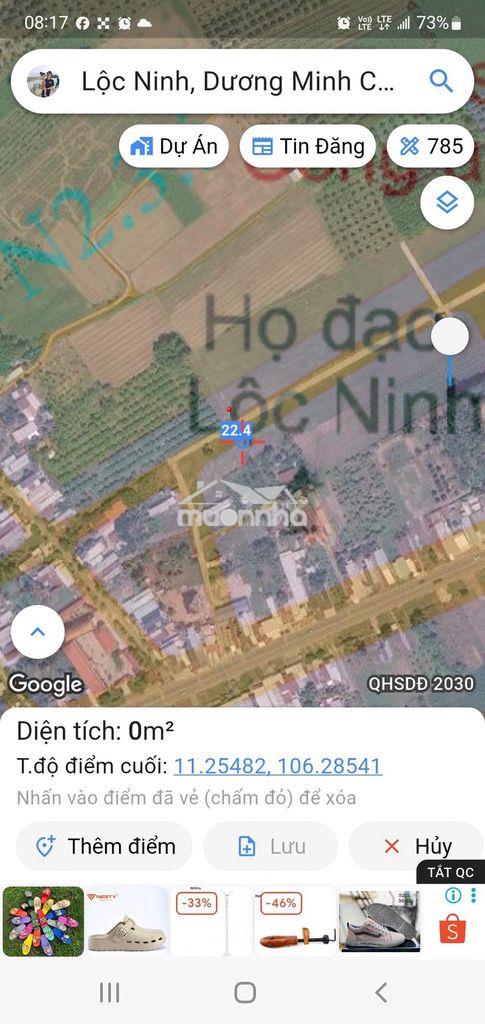 Cắt lỗ 2 nền đất full thổ nằm trung tâm xã lộc ninh