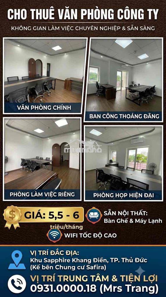 Cho thuê văn phòng công ty giá chỉ từ 5,5 - 6 riệu/tháng. ***