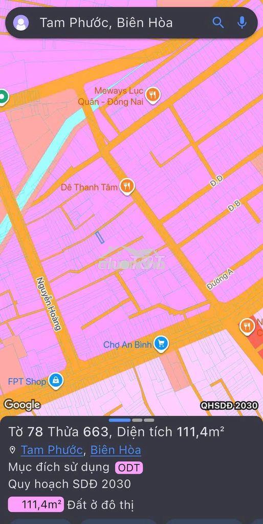 Bán đất khu 92 tam phước gần chợ an bình ,lục quân 5x22 sổ riêng thổcu - 2