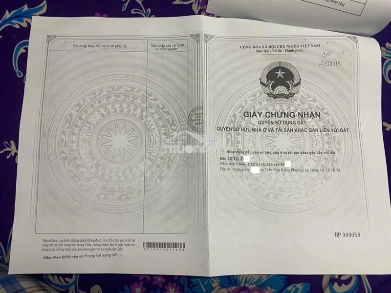 Chính chủ cần bán căn hộ chung cư trần văn kiểu - quận 10 (cũ)