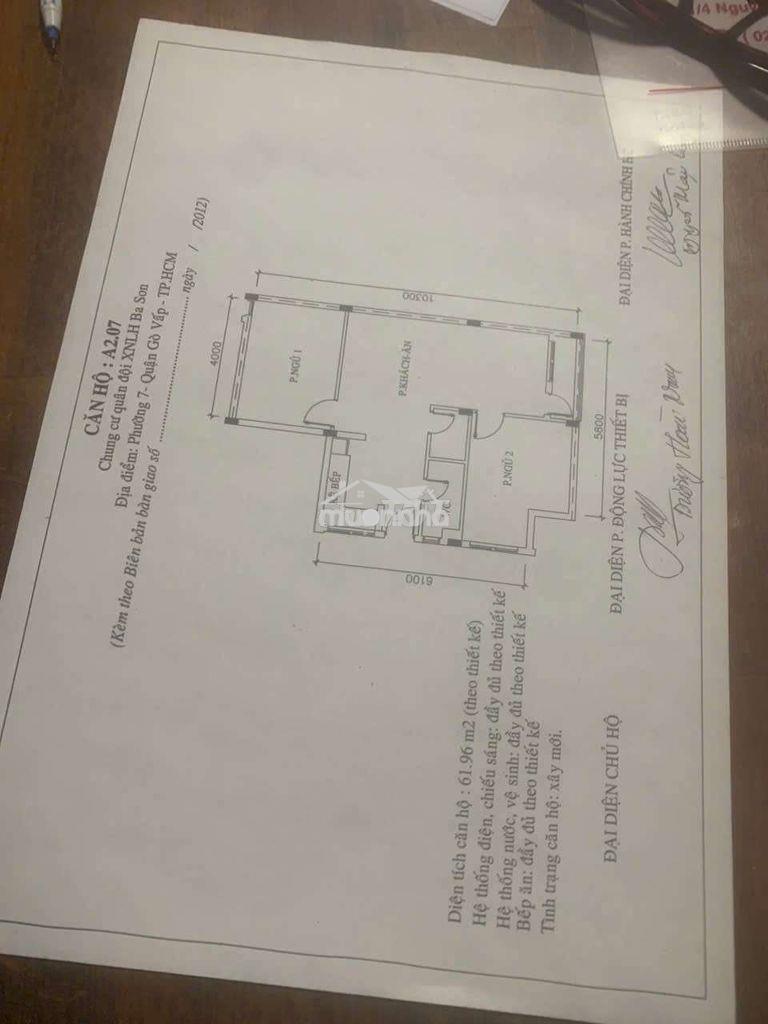 Bán căn hộ chung cư lầu 2 diện tích 61.69m2 - 2