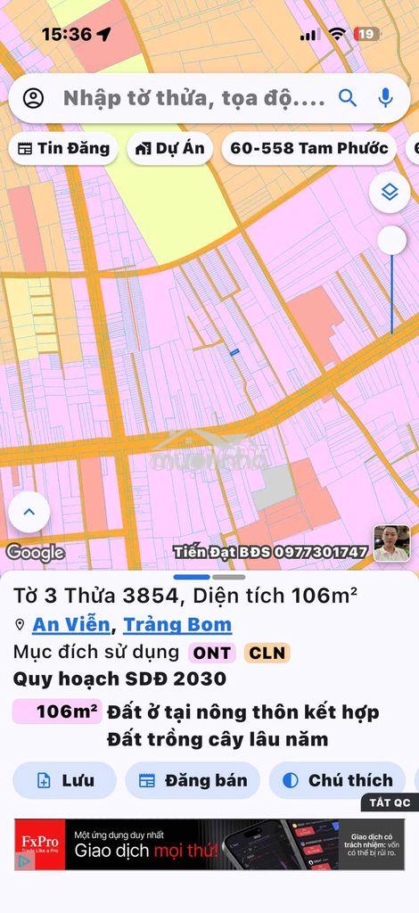 Ấp 3 an viễn, ngay trung tâm hành chánh xã; 106m2 thổ cư 80m