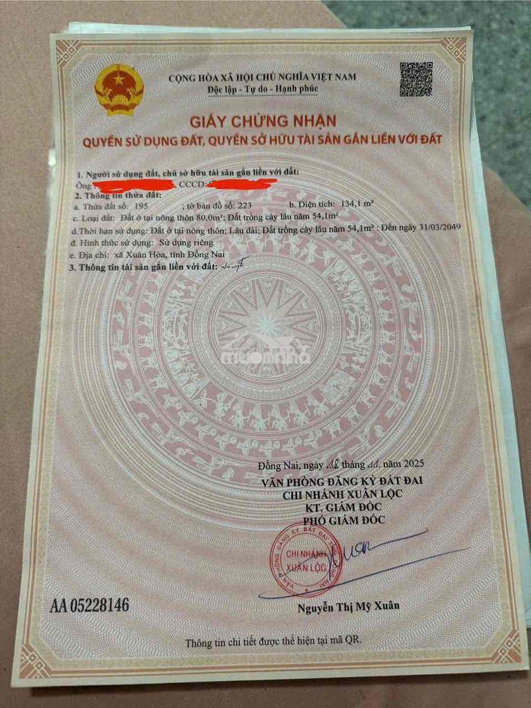 Nhà chính chủ . xuân hoà xuân lộc đồng nai 1 tỷ 2
