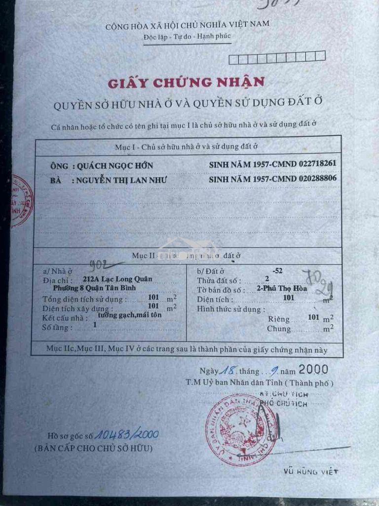 Chính chủ cần tiền gấp bán nhanh nhà mặt tiền tân bình hcm - 4