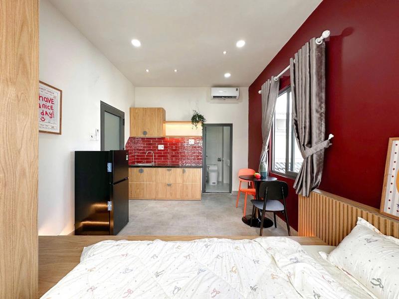 Phòng trọ studio full nội thất, thang máy, khu vực tân bình, gần sân bay,công viên, ở được 2-3 người - 4