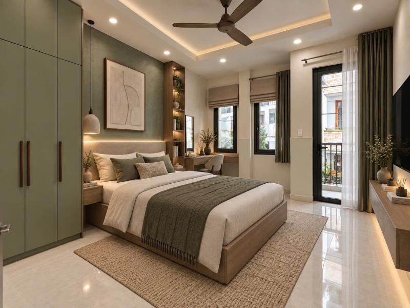 Căn hộ ban công cao cấp bùi đình túy - tone xanh mộc mạc cực chill - gần hàng xanh, hutech