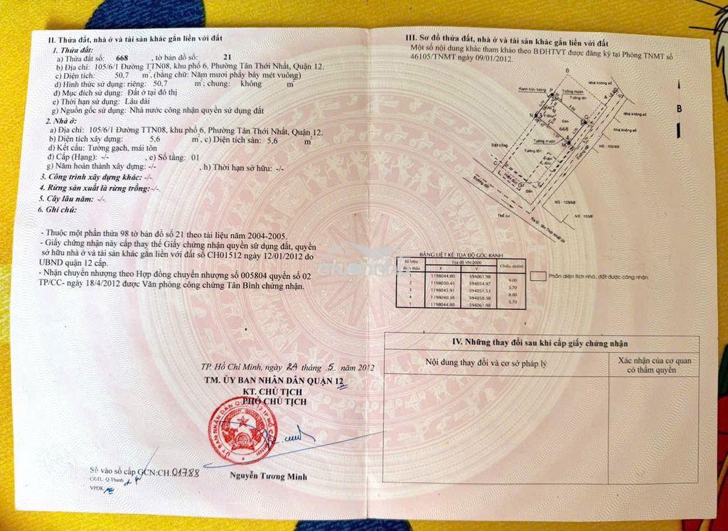 Nhà hẻm tân thới nhất 8: dt: 5,7x10 giá 3,9 tỷ - 2