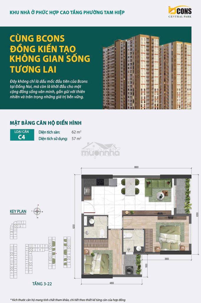 Sơ đồ 9 loại căn 2pn dự án bcons, hỗ trợ tìm căn hộ theo tầng, view. - Ảnh 3