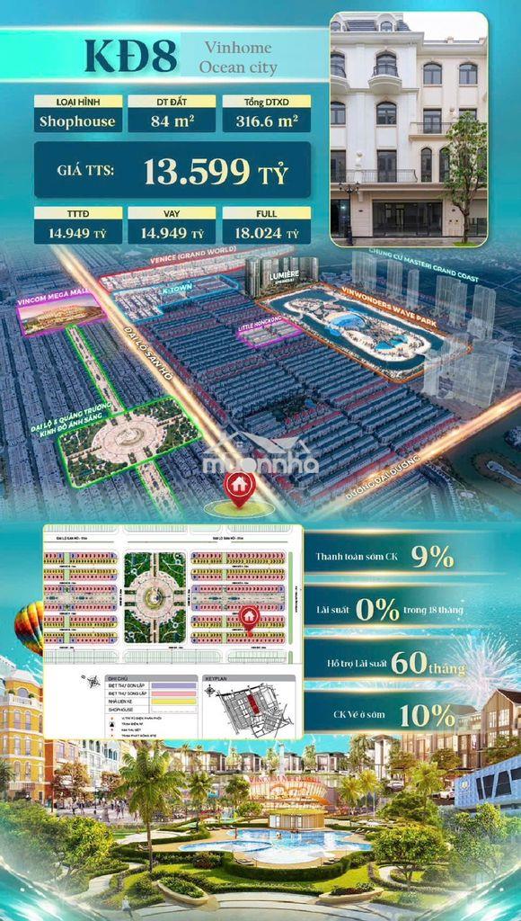 Bán căn lk kinh đô 8, hoàn thiện 5 tầng, nhà đẹp, tại vin ocean park2