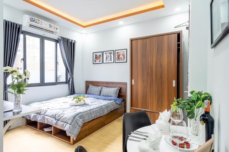 Cho thuê căn hộ bình thạnh gần ngã tư hàng xanh, cửa sổ thoáng, full nội thất
