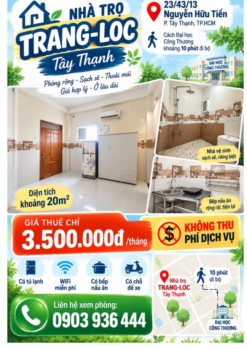 🏠 Cho thuê 1 phòng – 3.500.000đ/tháng | tây thạnh 