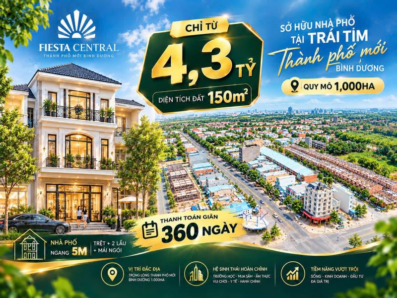 Fiesta central shophouse–tối ưu hóa 2 mặt tiền kinh doanh đa ngành
